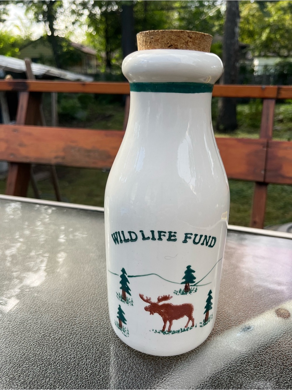 Vintage Ceramic Crock Shop Santa Clara, CA Milk Bottle Bank “Wildlife Fund”